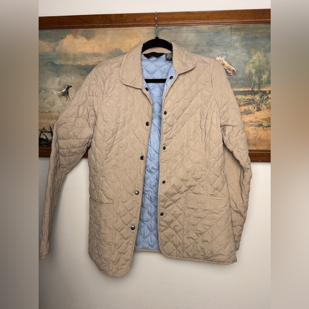 Goose Down Beige Quilted Jacket- eddie bauer size M